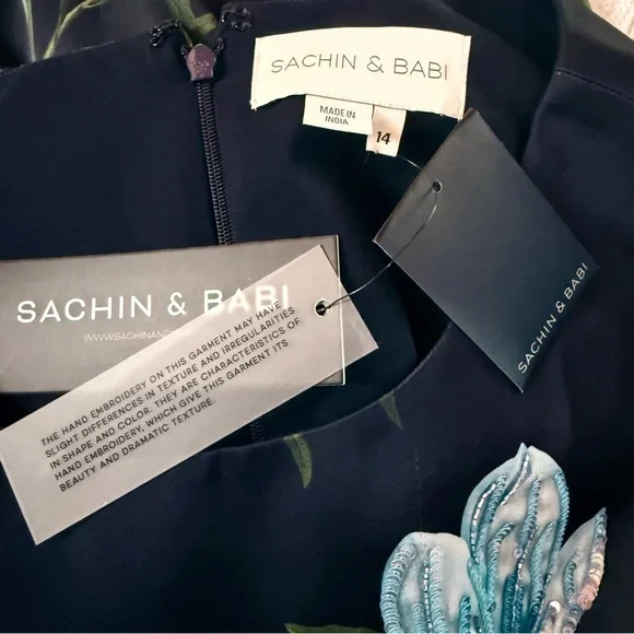 Sachin & Babi Alex Floral Sequin Satin Crepe Gown NWT - Picture 6 of 7